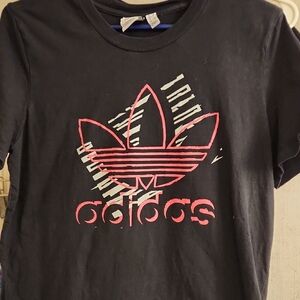 Adidas  Black Tee with Pink and White Logo